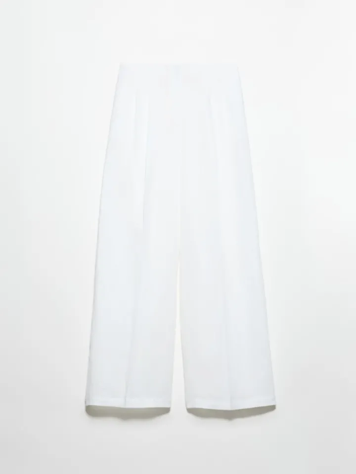 Wide-leg linen trousers - white