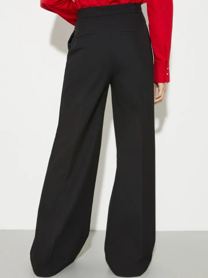 Wide tailored trousers - black