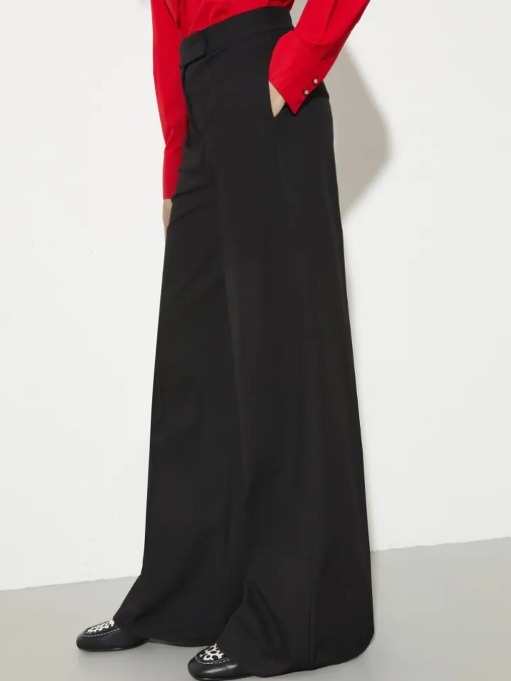 Wide tailored trousers - black