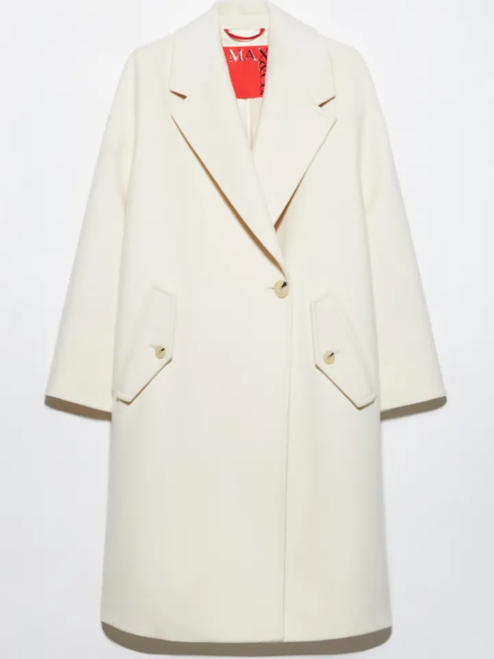 Wool and cashmere coat - white