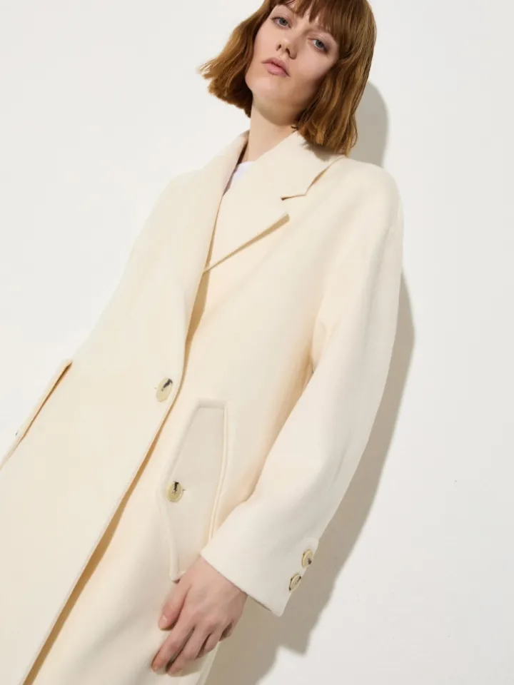 Wool and cashmere coat - white