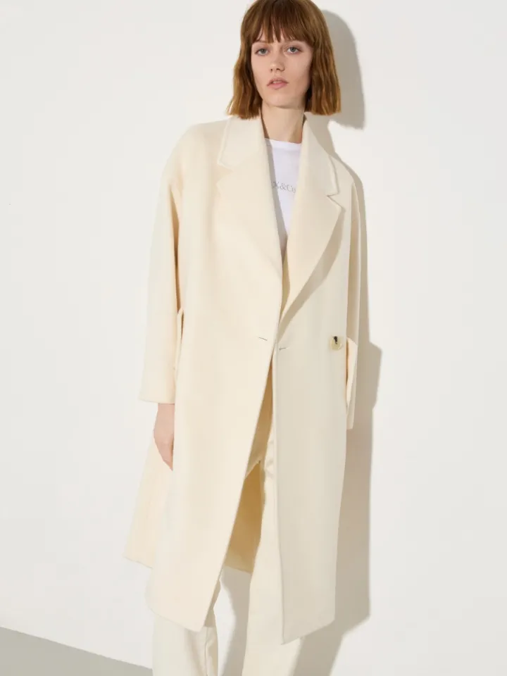 Wool and cashmere coat - white