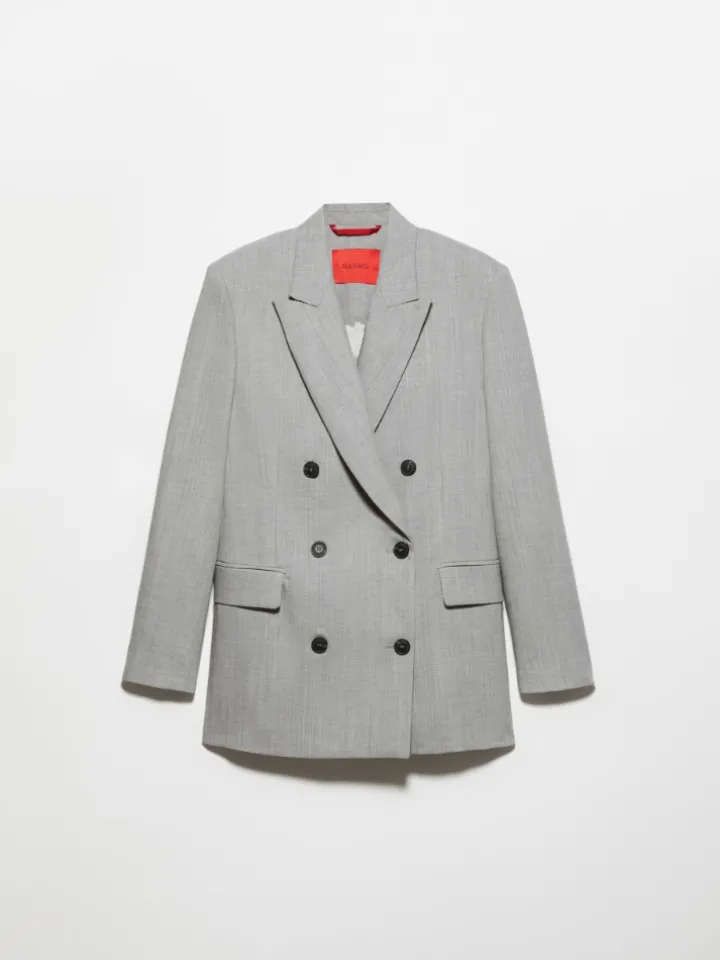 Wool and cotton-blend blazer - grey