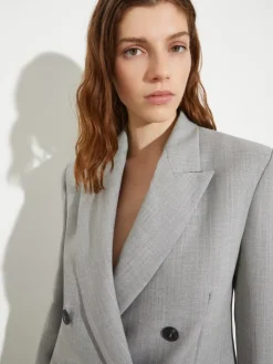 Wool and cotton-blend blazer - grey