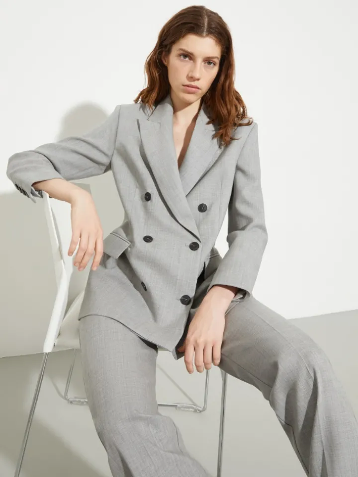 Wool and cotton-blend blazer - grey