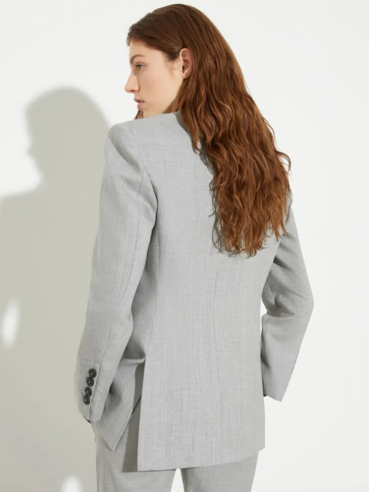 Wool and cotton-blend blazer - grey