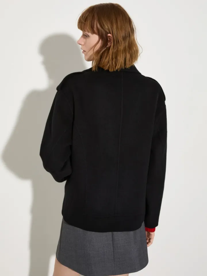 Wool biker jacket - black