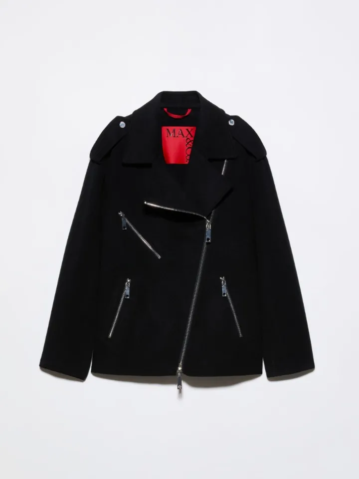 Wool biker jacket - black