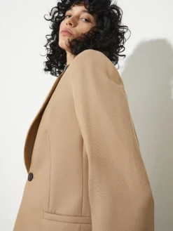 Wool-blend blazer - coffee