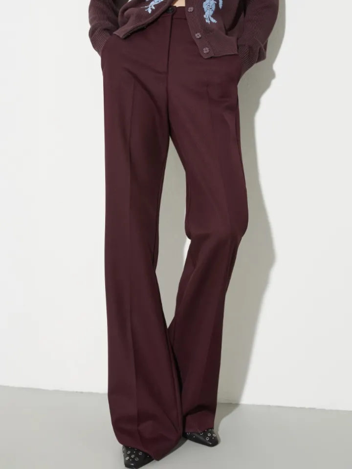 Wool-blend bootcut trousers - bordeaux