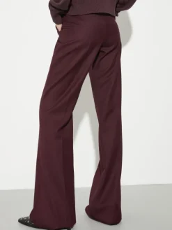Wool-blend bootcut trousers - bordeaux