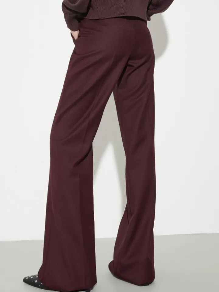 Wool-blend bootcut trousers - bordeaux