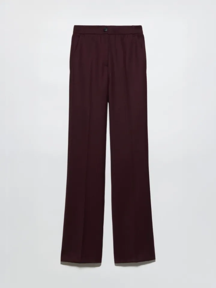 Wool-blend bootcut trousers - bordeaux