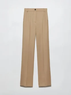Wool-blend bootcut trousers - coffee