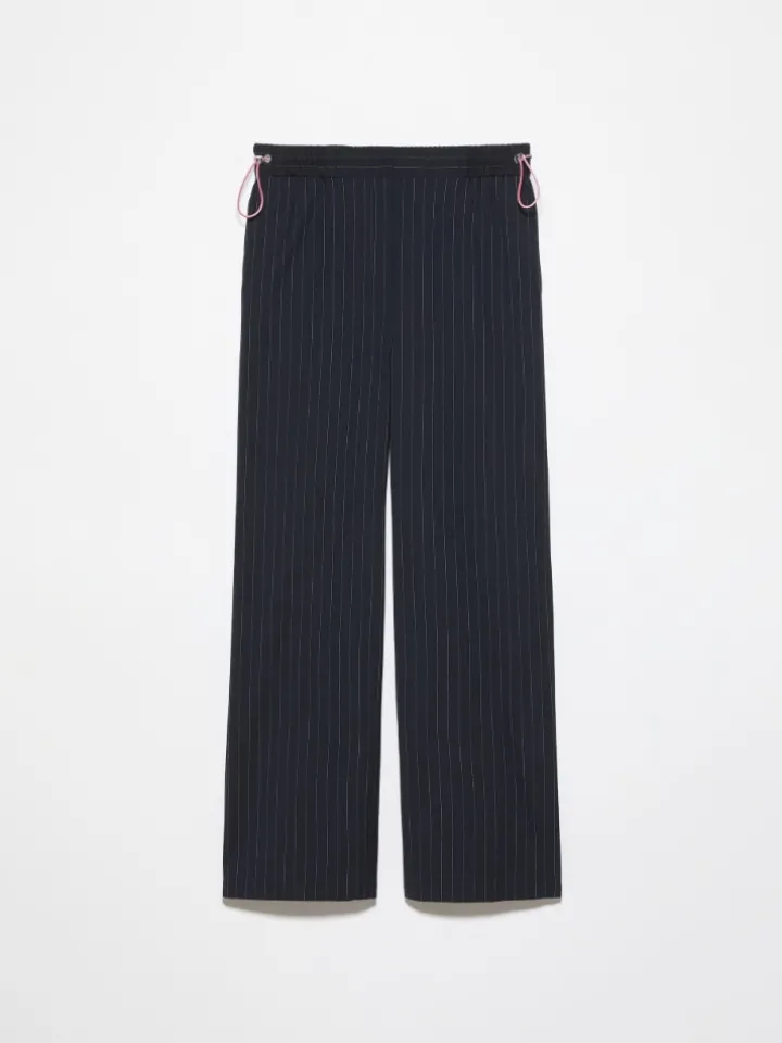 Wool-blend trousers - navy