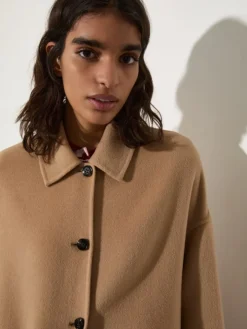 Wool shirt jacket - camel