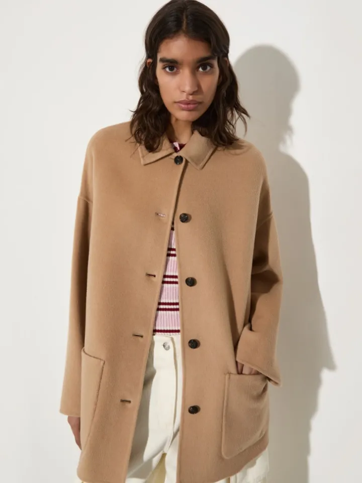 Wool shirt jacket - camel