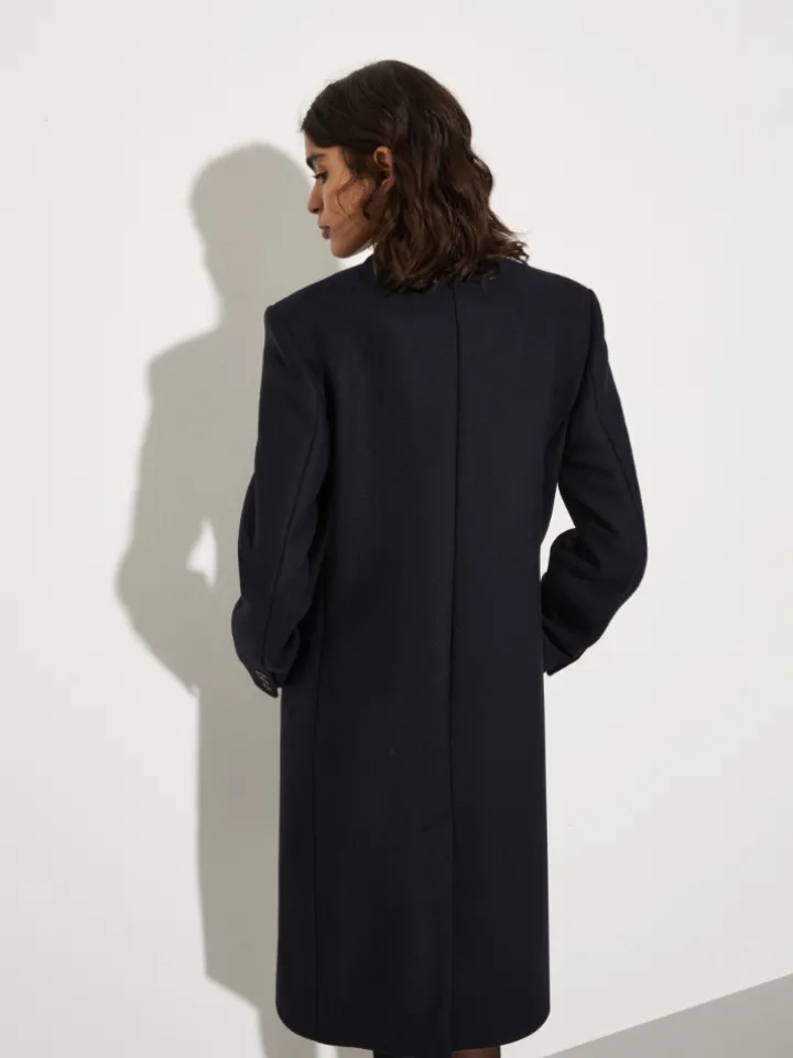 Wool-twill coat - navy