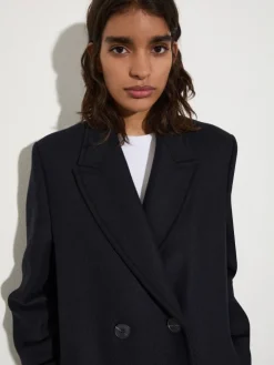 Wool-twill coat - navy